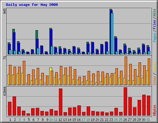 Daily usage for May 2008