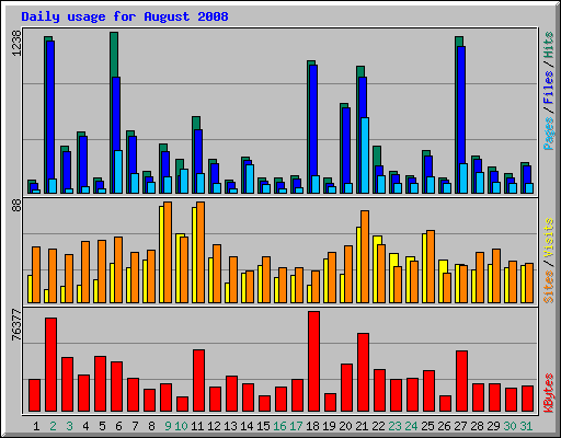 Daily usage for August 2008