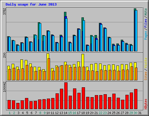 Daily usage for June 2013