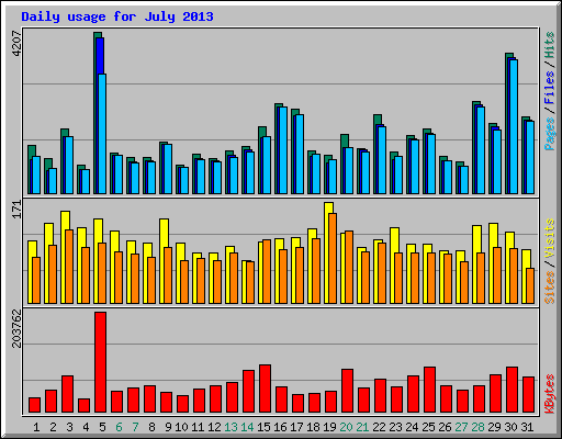 Daily usage for July 2013