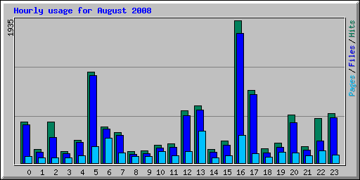 Hourly usage for August 2008