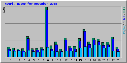 Hourly usage for November 2008