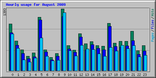 Hourly usage for August 2009