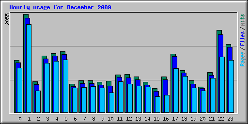 Hourly usage for December 2009